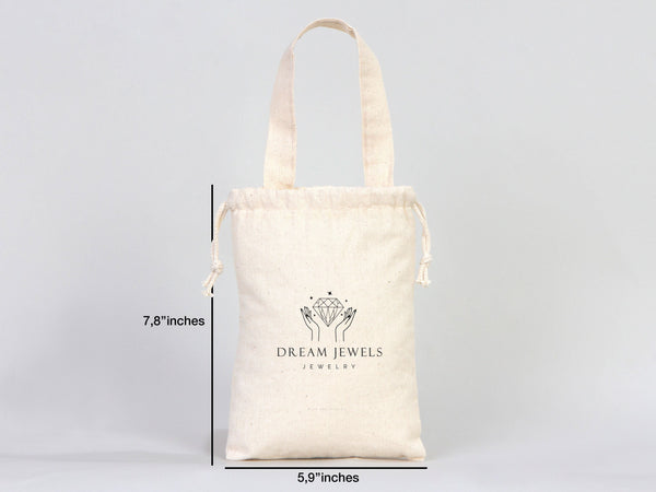Custom Favor Bags  6"W x 8"H  (15,5 cm x 20 cm) Party Favor Bags Muslin Bags  Drawstring & Handle  Party Favor Bags , Cotton Gift bags