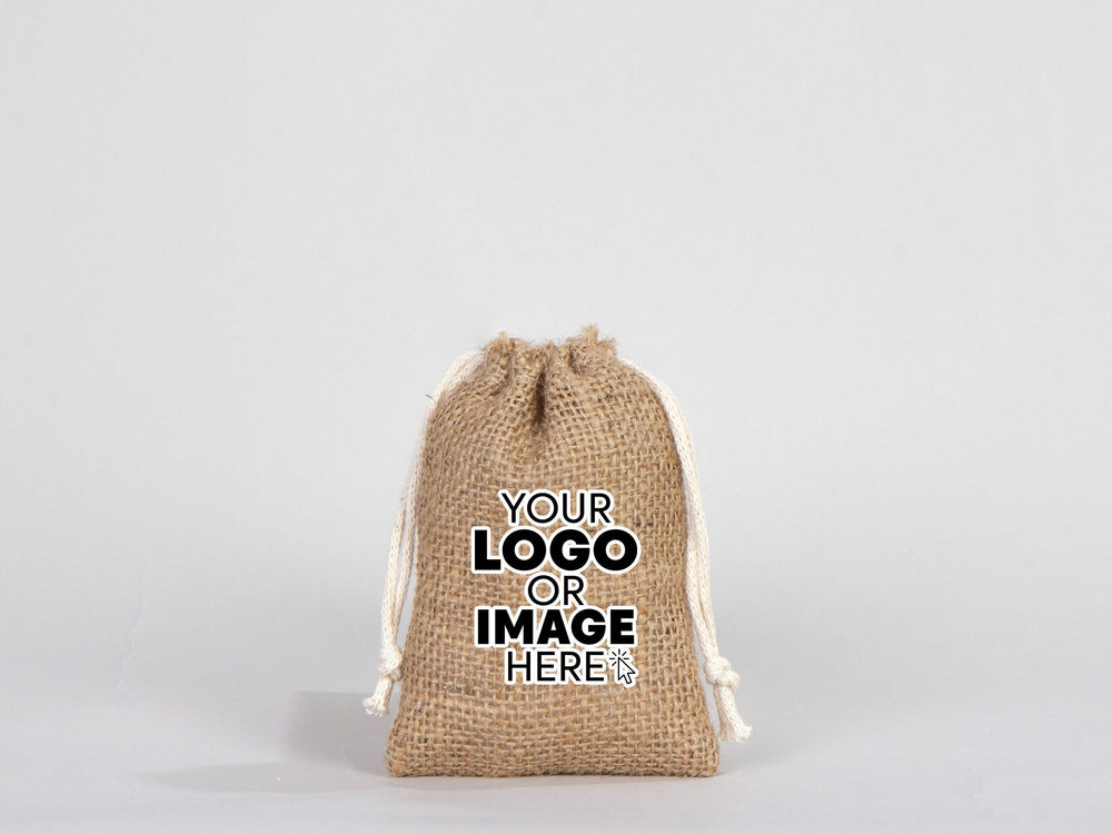 Jute drawstring Bag  4"W x 5"H (10 cm x 13 cm) - Custom Coffee Bag  - Packing Bag - Burlap Bags with Drawstring - 100% Natural Jute Bags - Stock Bag
