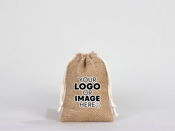Jute drawstring Bag  4"W x 5"H (10 cm x 13 cm) - Custom Coffee Bag  - Packing Bag - Burlap Bags with Drawstring - 100% Natural Jute Bags - Stock Bag