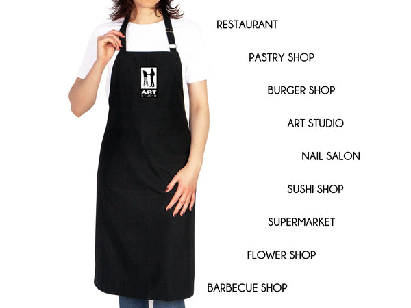 Custom Logo Apron -  Personalized Kitchen Aprons, Logo Print Options, Stylish Cooking Aprons for Chefs and Bakers, Apron For Women And For Men