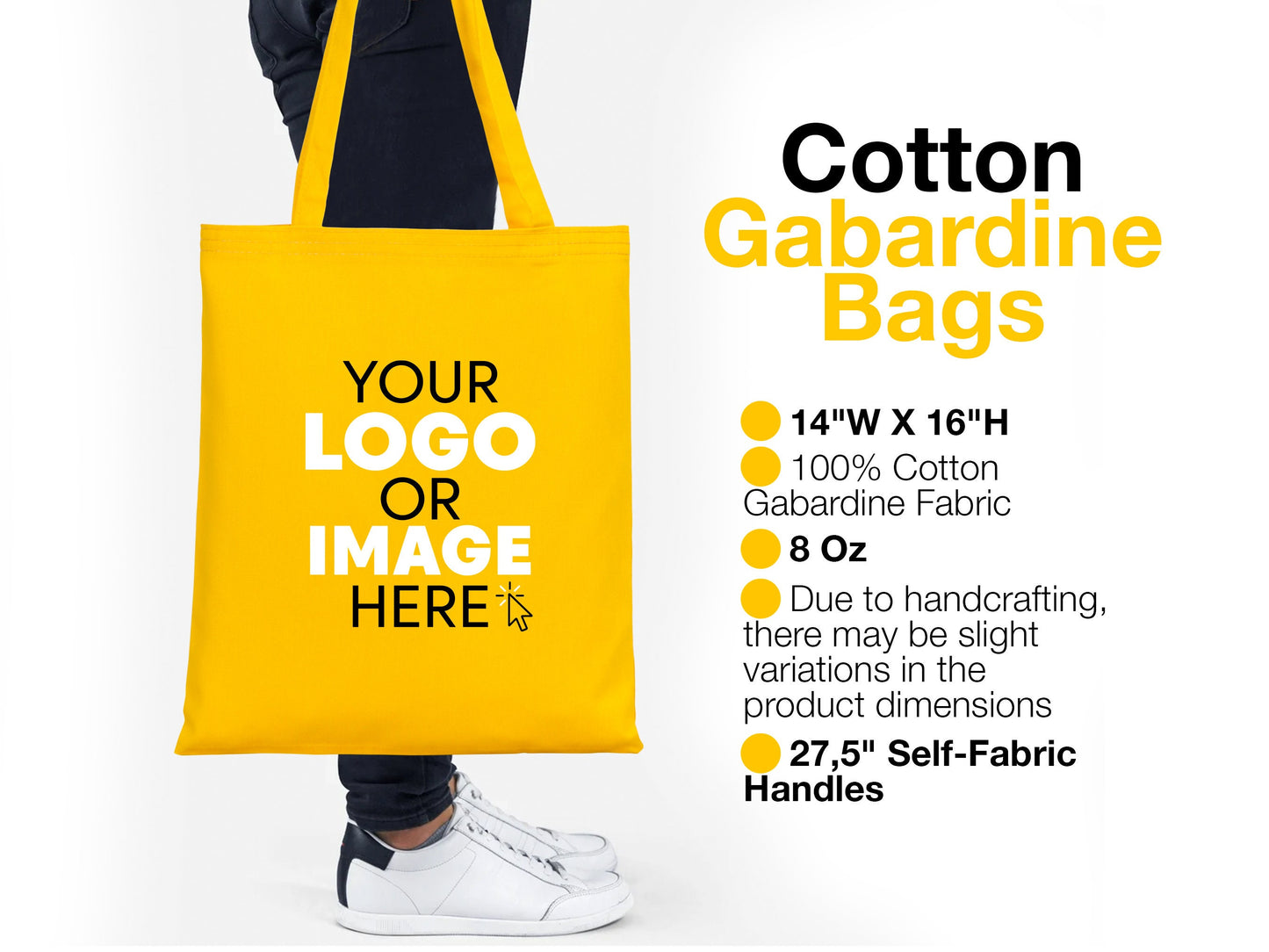 Custom Tote Bags - 14"W x 16"H (35 cm x 40 cm) -  With Logo or Photo - Personalized for Wedding, Grocery, Shopping, and Favor Bags