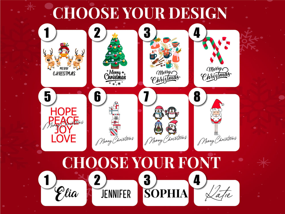 Custom Christmas Tote Bags, 14"W x 16"H (35 cm x 40 cm) Holiday Family Gift Bags, Merry Christmas Bag, Custom Name Tote Bag, Santa, Snowman, Penguin