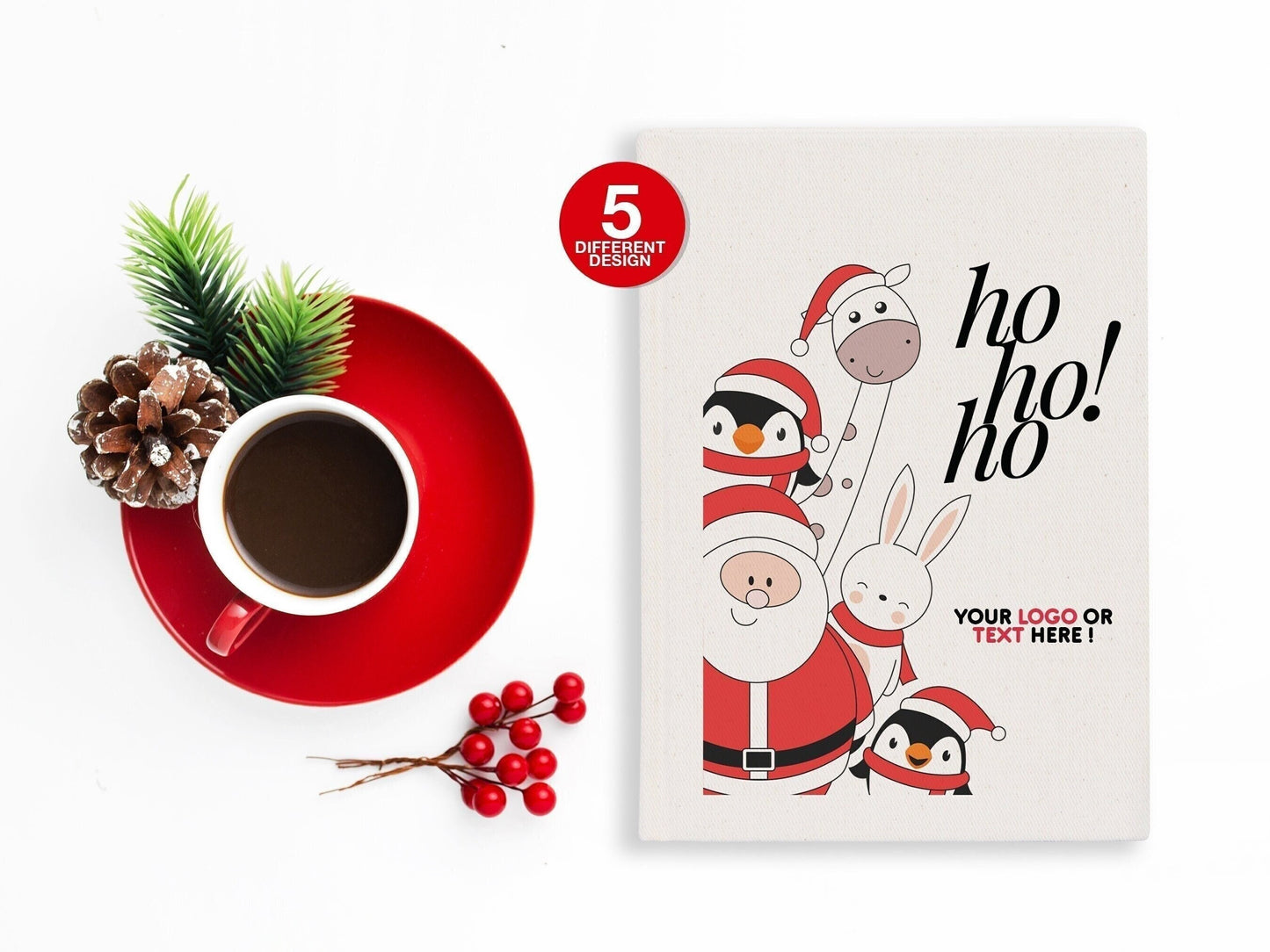 Personalised Christmas Notebooks 5.5"W x 8"H (14x20 cm) , Ho Ho Ho, Christmas Gift , Custom Notepads, Notebook Christmas Gift, Custom Logo Print