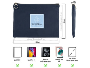 Personalized iPad Case - Tablet Case, 12 W x 8 H inches (30 W x 20 H )  Custom Makeup Bag, Women’s Clutch Purse, Zipped Clutch Bags, iPad Pro 11" Case, Logo Print