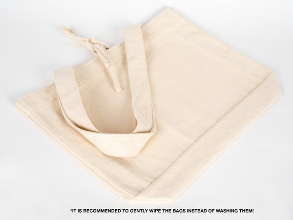 Large Natural Canvas Tote Bag with Long Handles – 18"W x 11"H x 4"L Eco-Friendly Reusable Cotton Bag