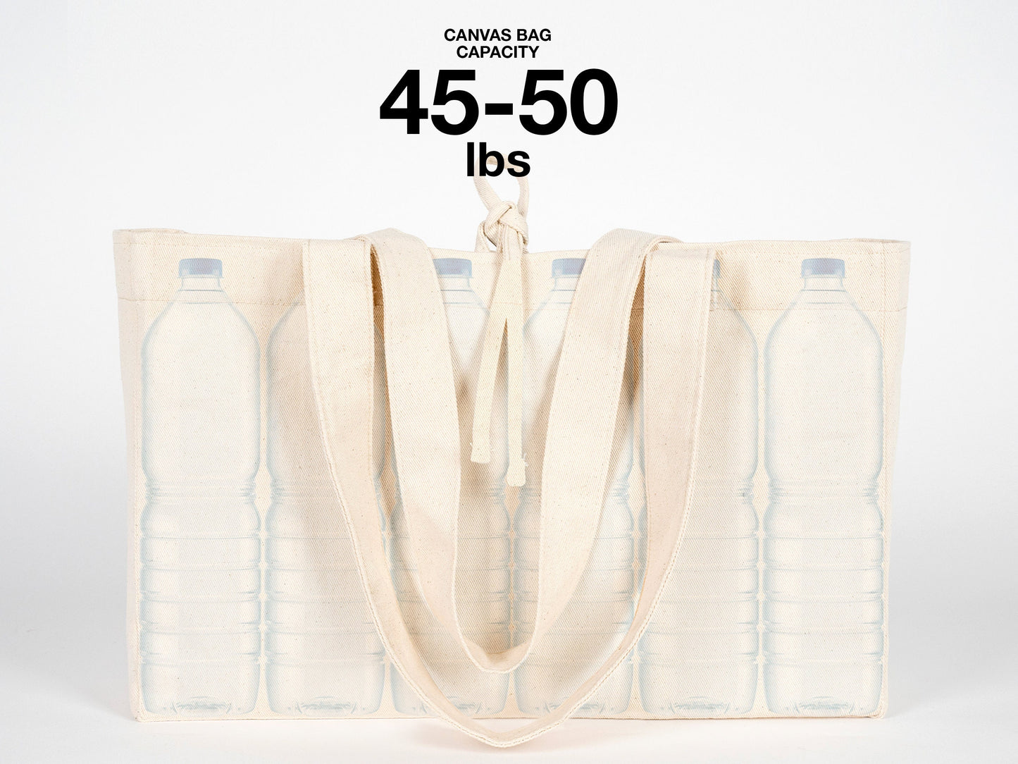 Large Natural Canvas Tote Bag with Long Handles – 18"W x 11"H x 4"L Eco-Friendly Reusable Cotton Bag