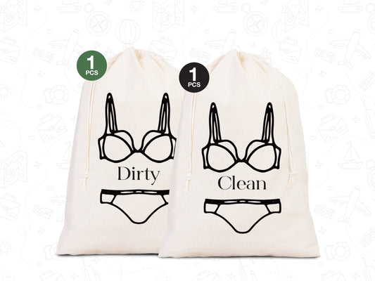 Clean and Dirty Underwear Travel Bags -  Overnight Laundry Bag Set | Lingerie & Laundry Organizer