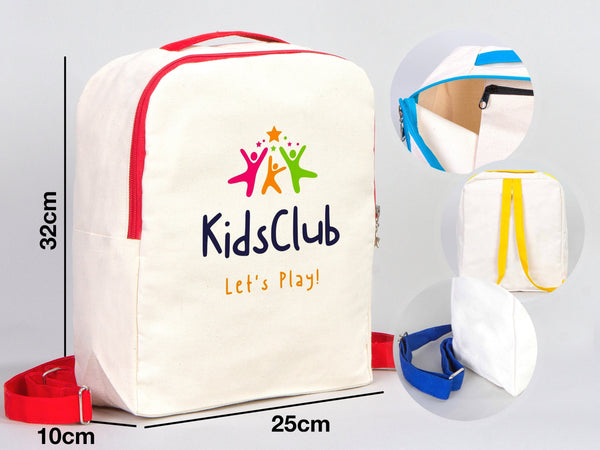 Custom Kids Canvas Backpack - 10"W x 13"H x 4"L (25 x 32 x 10 cm) Personalized School Bag for Boys and Girls | Child's Name