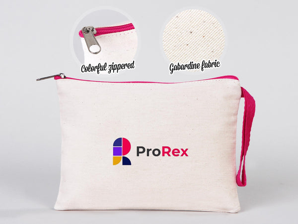 Clutch Bag With Handle, 8"W x 6"H (21 cm x 15 cm) Pencil Bag Personalized, Fushia Pencil Bags, Cosmetic Clutch Makeup Bag