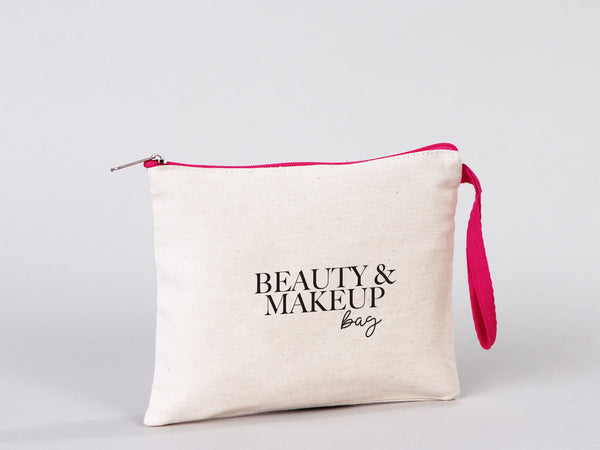 Clutch Bag With Handle, 8"W x 6"H (21 cm x 15 cm) Pencil Bag Personalized, Fushia Pencil Bags, Cosmetic Clutch Makeup Bag