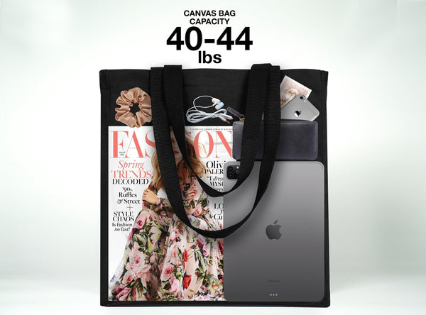 Canvas Tote Bag – Blank Black, Durable & Reusable Shopping Bag