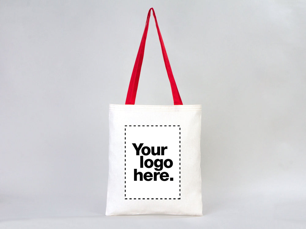 Custom Cotton Tote Bag with Red Handles – 14"x16" Personalized Logo Bag