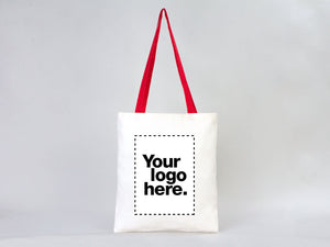 Custom Cotton Tote Bag with Red Handles – 14"x16" Personalized Logo Bag