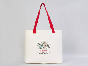 Mother’s Day Tote Bag – Natural Canvas Mom Tote, 18"x14"x3" Reusable Gift Bag