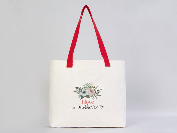 Mother’s Day Tote Bag – Natural Canvas Mom Tote, 18"x14"x3" Reusable Gift Bag