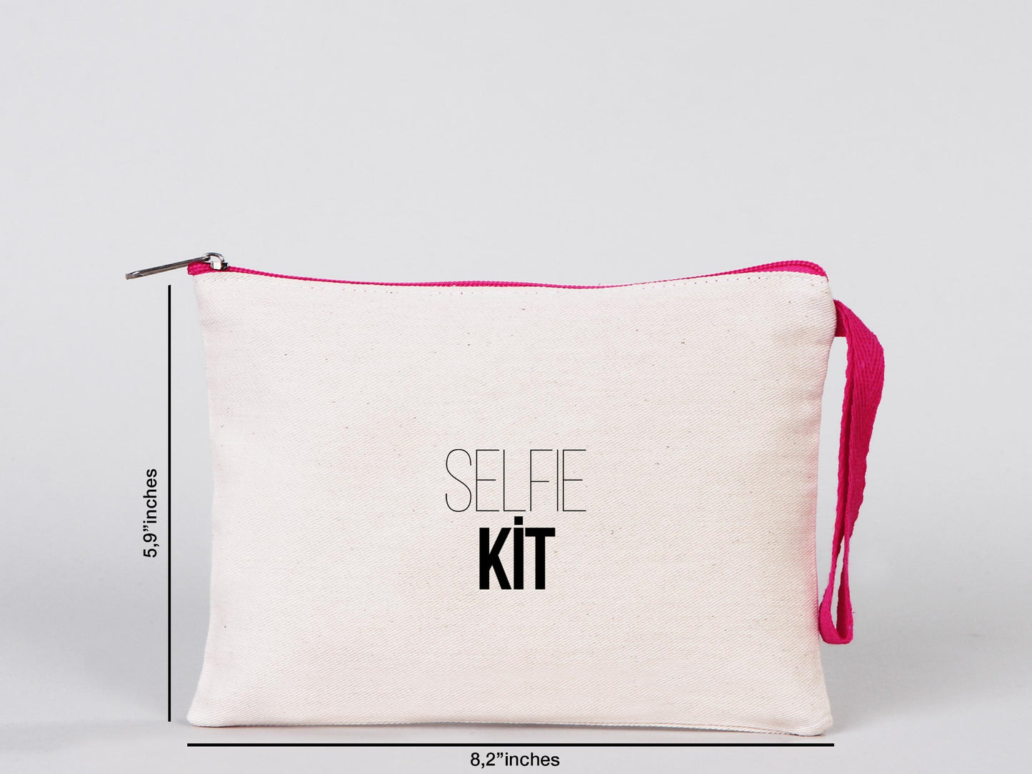 Clutch Bag With Handle, 8"W x 6"H (21 cm x 15 cm) Pencil Bag Personalized, Fushia Pencil Bags, Cosmetic Clutch Makeup Bag