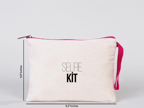 Clutch Bag With Handle, 8"W x 6"H (21 cm x 15 cm) Pencil Bag Personalized, Fushia Pencil Bags, Cosmetic Clutch Makeup Bag