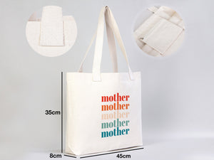 Mother’s Day Tote Bag – Natural Canvas Mom Tote, 18"x14"x3" Reusable Gift Bag