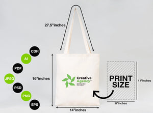 Custom Tote Bags With Logo – 8 oz Cotton Fabric, Reusable & Printable