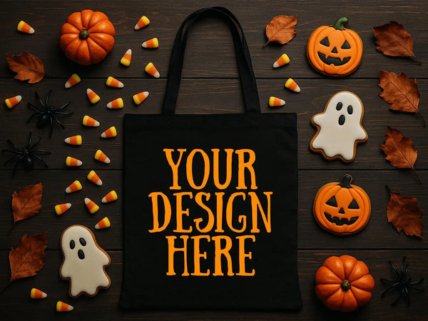 Custom Halloween Bags – Personalized Black Cotton Trick-or-Treat Tote