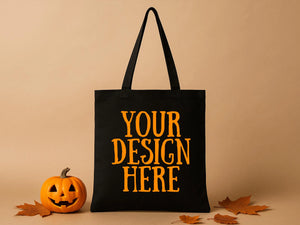 Custom Halloween Bags – Personalized Black Cotton Trick-or-Treat Tote