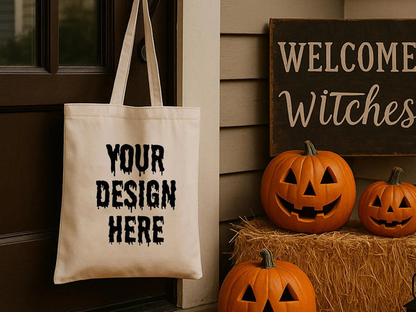 Personalized Halloween Tote Bag – Custom Trick or Treat Bag with Pumpkin Design