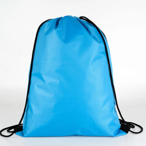 Turquoise Impertex drawstring backpack front view - Pamusan.com