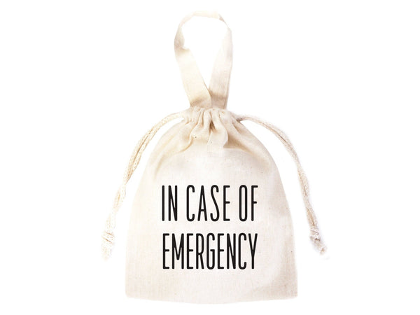 In Case Of Emergency, hangover kit Bag 6"W x 8"H (15.5 cm x 20 cm) survival kit Bag, Birthday Bag, Cotton - Eco - Friendly - Reusable Bags - Pamusan.com