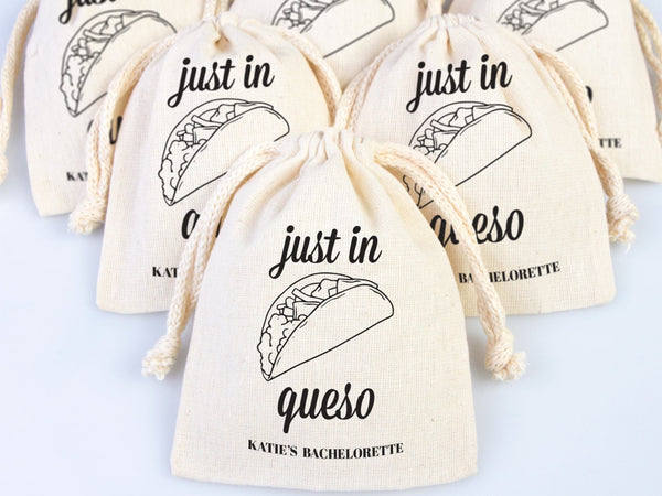 Just in queso bags Hangover kit Bags, Party Bags, Survival, Recovery Kit Party Custom Name Print, Organic Cotton Drawstring Pouchs Bag - Pamusan.com