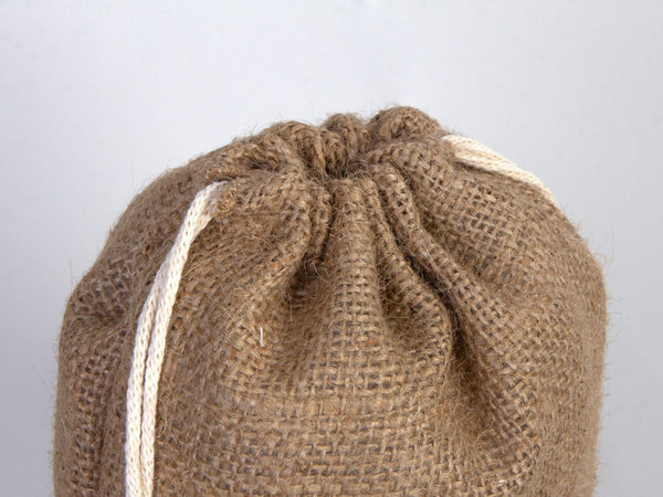 Jute Drawstring Gift Bag – 8" × 12" (20 × 30 cm) – Natural Burlap - Pamusan.com