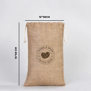 Jute Drawstring Gift Bag – 8" × 12" (20 × 30 cm) – Natural Burlap - Pamusan.com