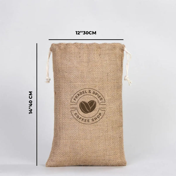 Jute Drawstring Gift Bag – 8" × 12" (20 × 30 cm) – Natural Burlap - Pamusan.com