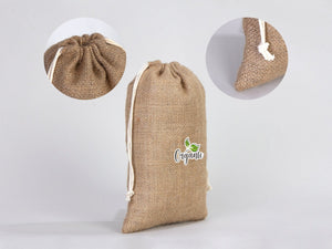 Jute Drawstring Gift Bag – 8" × 12" (20 × 30 cm) – Natural Burlap - Pamusan.com
