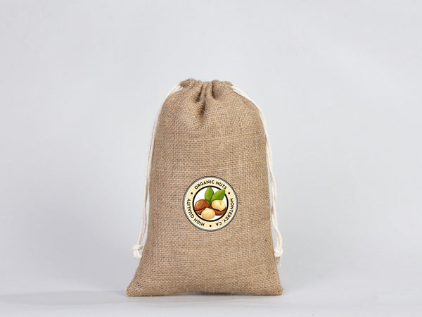 Jute Drawstring Gift Bag – 8" × 12" (20 × 30 cm) – Natural Burlap - Pamusan.com