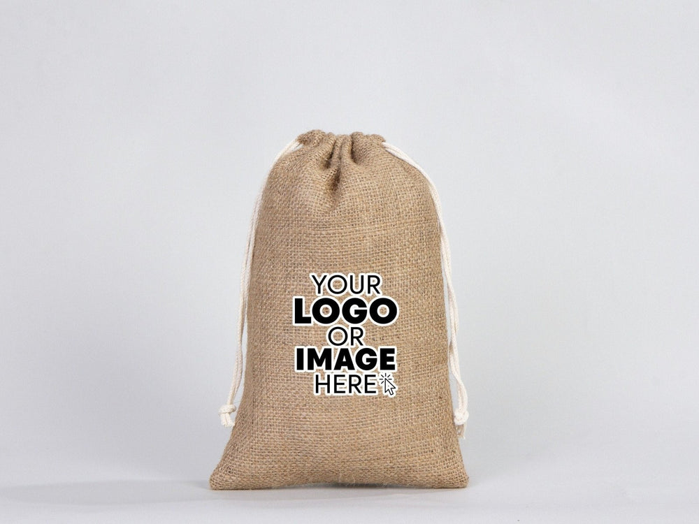 Jute Drawstring Gift Bag – 8" × 12" (20 × 30 cm) – Natural Burlap - Pamusan.com