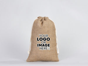 Jute Drawstring Gift Bag – 8" × 12" (20 × 30 cm) – Natural Burlap - Pamusan.com