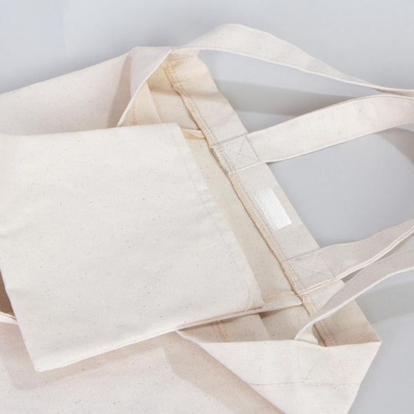 Large Canvas Tote Bag with Long Strap & Short Handles – Natural Cotton Shopping Bag