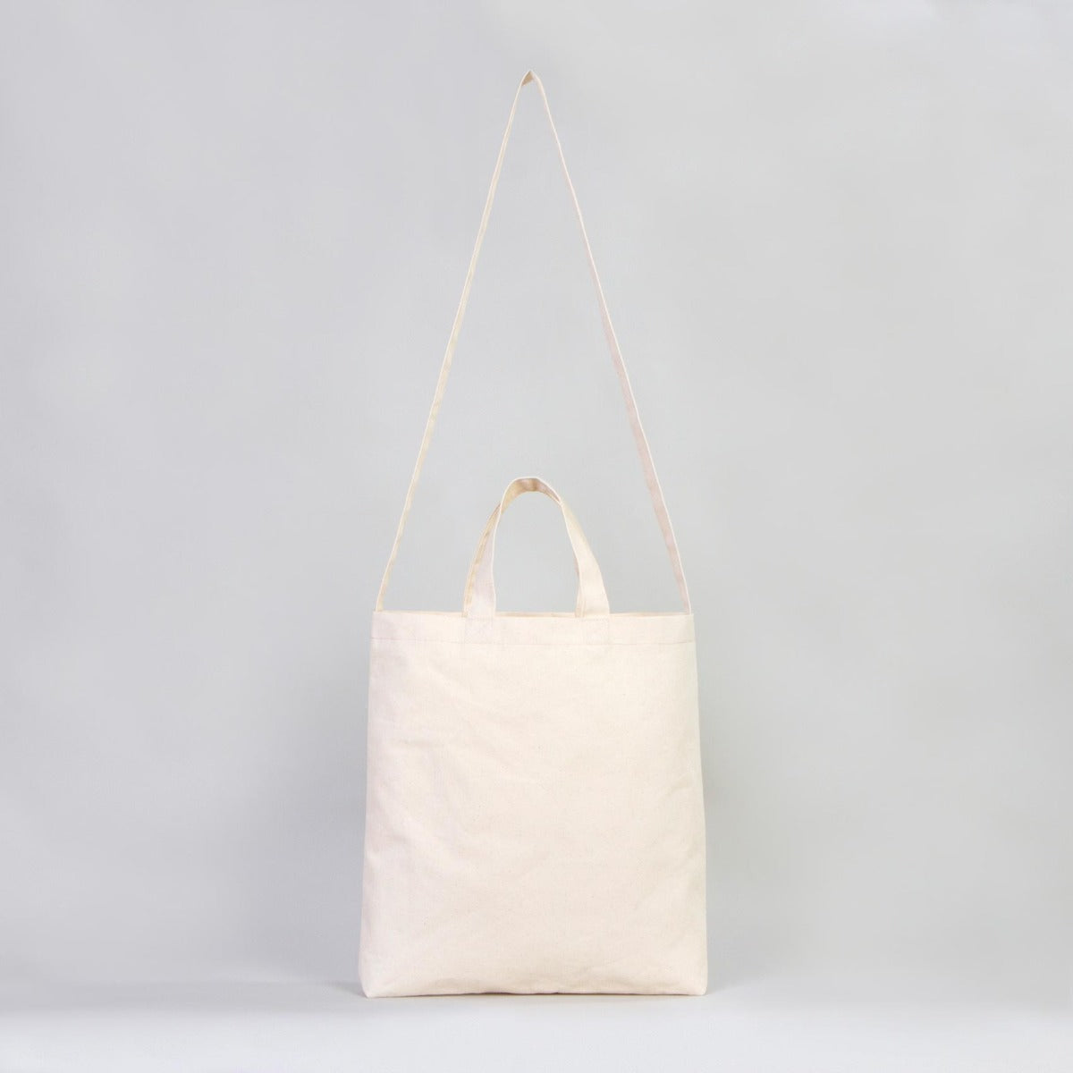 Large Canvas Tote Bag with Long Strap & Short Handles – Natural Cotton Shopping Bag
