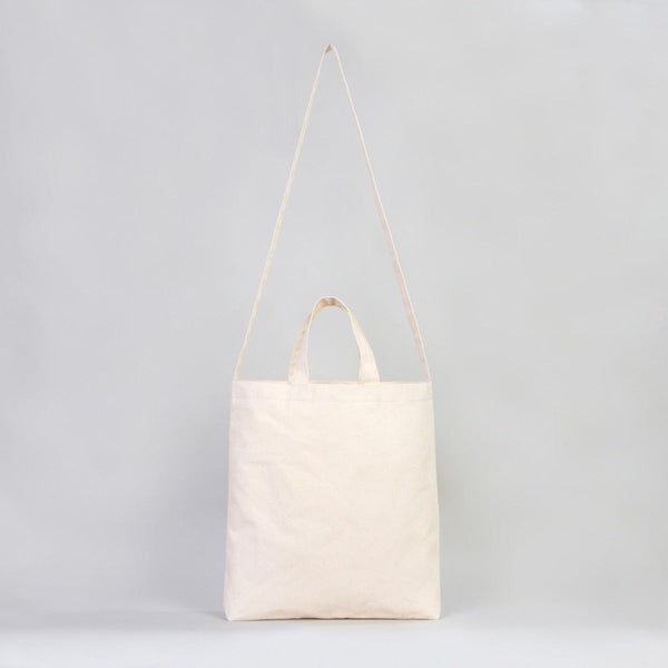 Large Canvas Tote Bag with Long Strap & Short Handles – Natural Cotton Shopping Bag