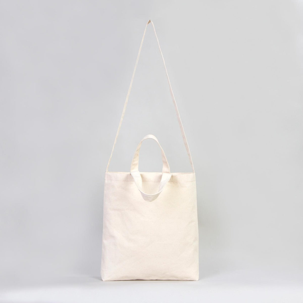 Large Canvas Tote Bag with Long Strap & Short Handles – Natural Cotton Shopping Bag