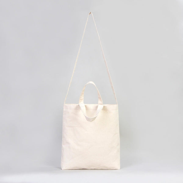 Large Canvas Tote Bag with Long Strap & Short Handles – Natural Cotton Shopping Bag