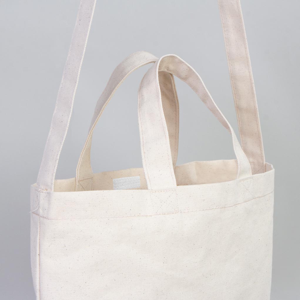 Large Canvas Tote Bag with Long Strap & Short Handles – Natural Cotton Shopping Bag