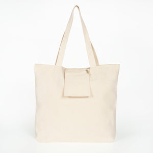 Large Canvas Tote Bag with Inner Pocket & Braided Handles – Natural Cotton 18"x16"x4"