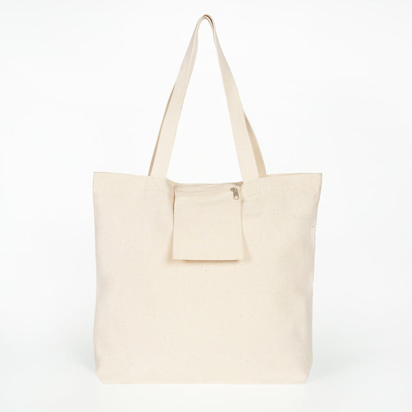 Large Canvas Tote Bag with Inner Pocket & Braided Handles – Natural Cotton 18"x16"x4"