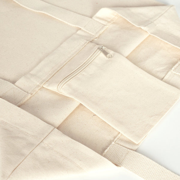 Large Canvas Tote Bag with Inner Pocket & Braided Handles – Natural Cotton 18"x16"x4"