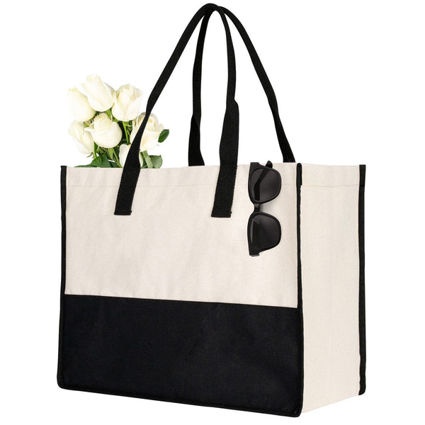 Eco-friendly cotton canvas tote with pocket – ideal for bridesmaid or spa gift