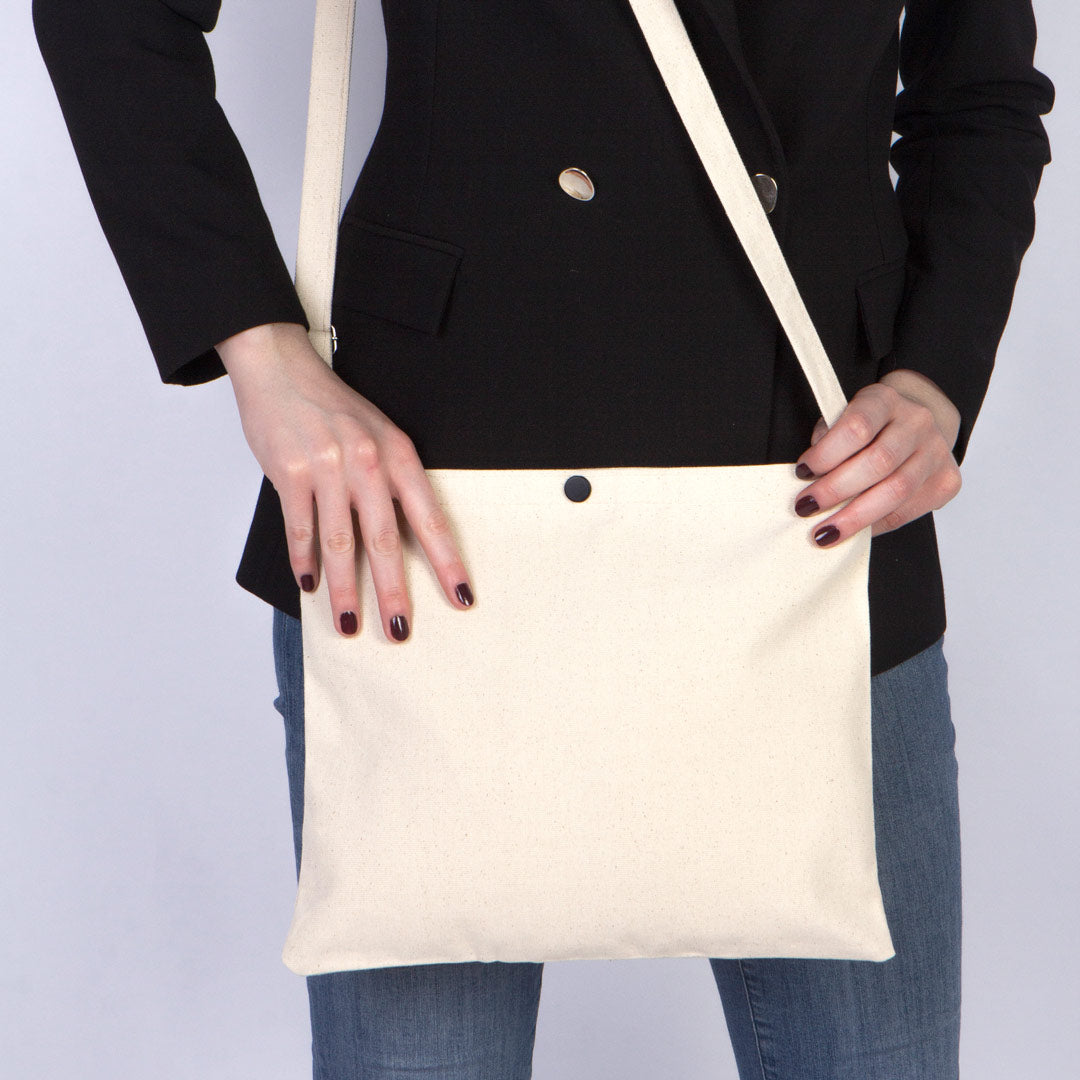 Canvas Messenger Bag – 11"W x 13"H Blank Crossbody Saddlebag