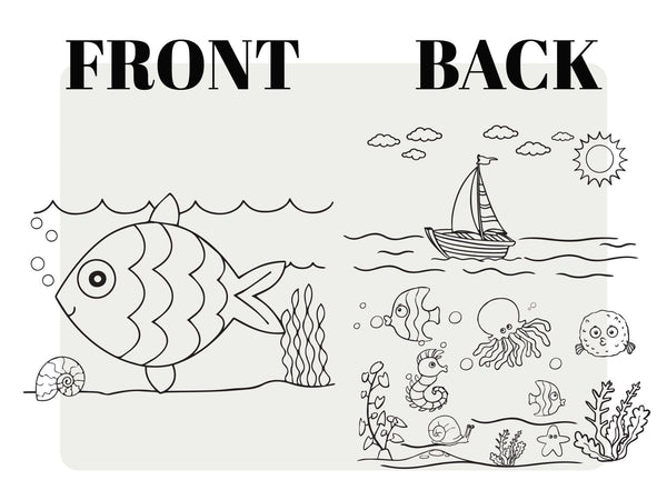 Kids Paint Tote Bag, 14"W x 16"H (35x40 cm) Fish and Ship Coloring For Kids, Coloring Activities For Kids, Fish Tote Bag, NO PENCIL In This Package - Pamusan.com