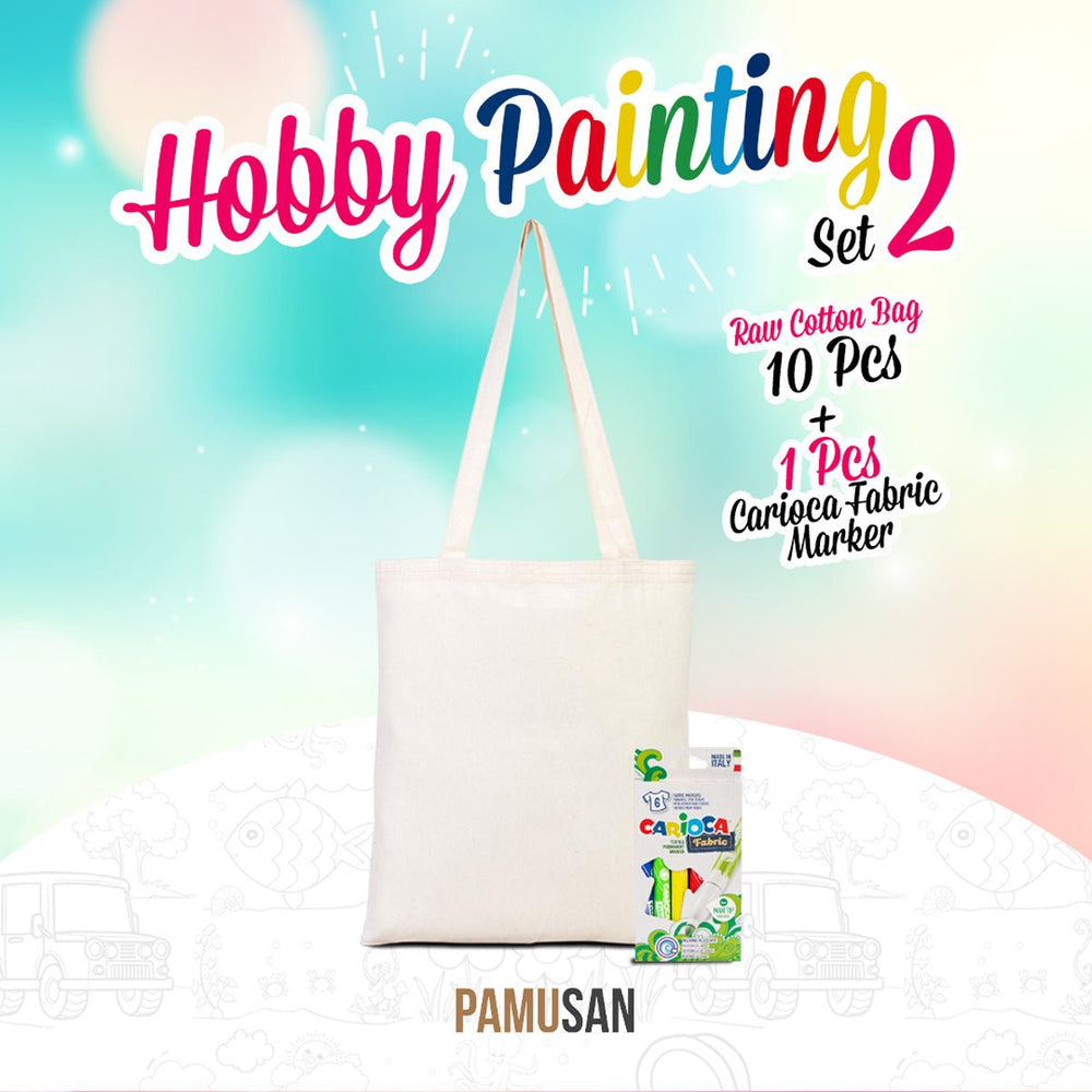 Kids Tote Bag Painting Set 2 | 10 Blank Cotton Tote Bags 14"x16" - Fabric Markers (6 Colors) - Pamusan.com