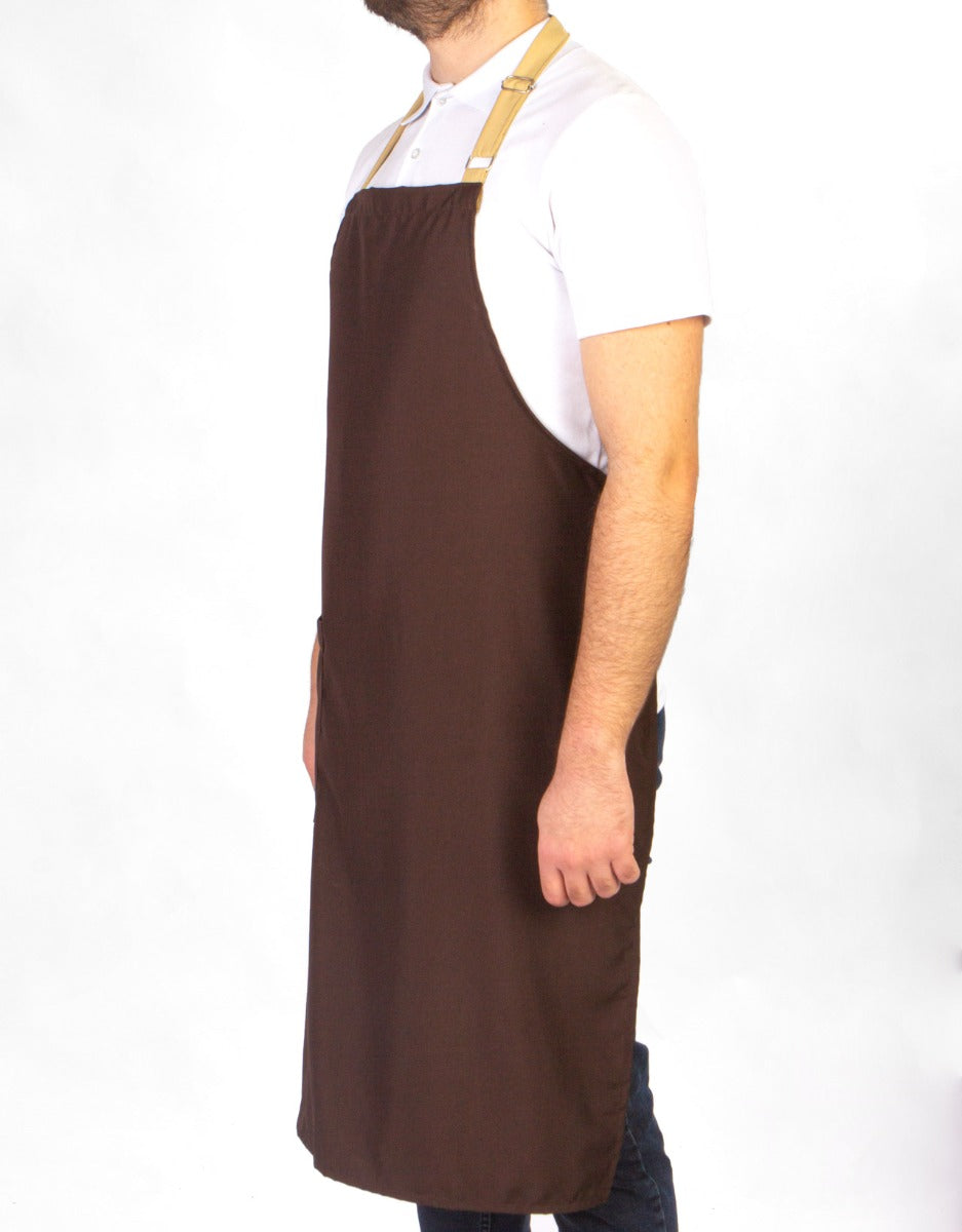 Kitchen Apron Dark Brown -  Beige Adjustable Neck Hanger